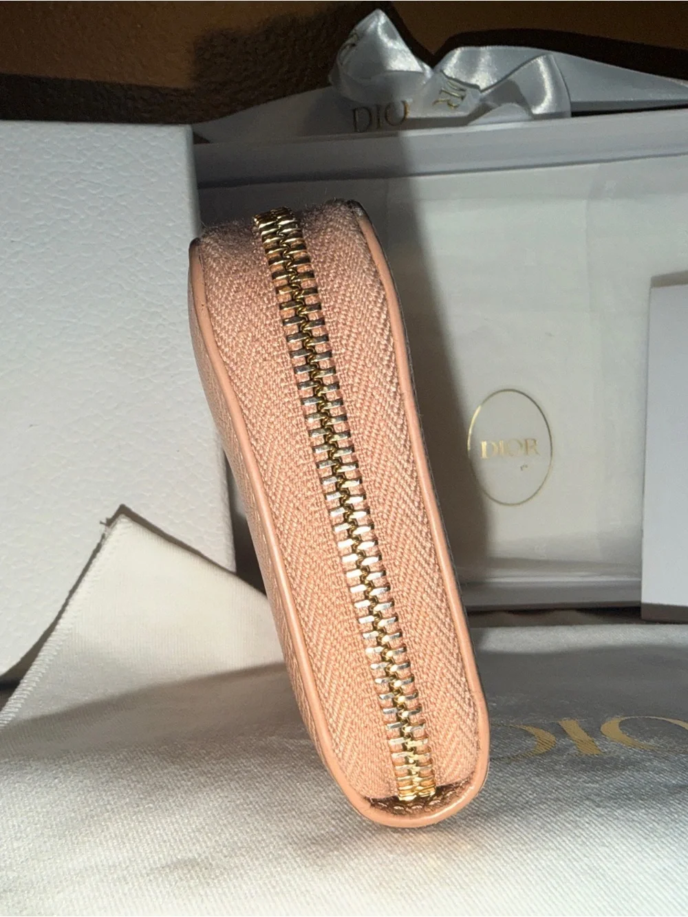 Dior Zip-Around Leather Wallet in Blush Pink